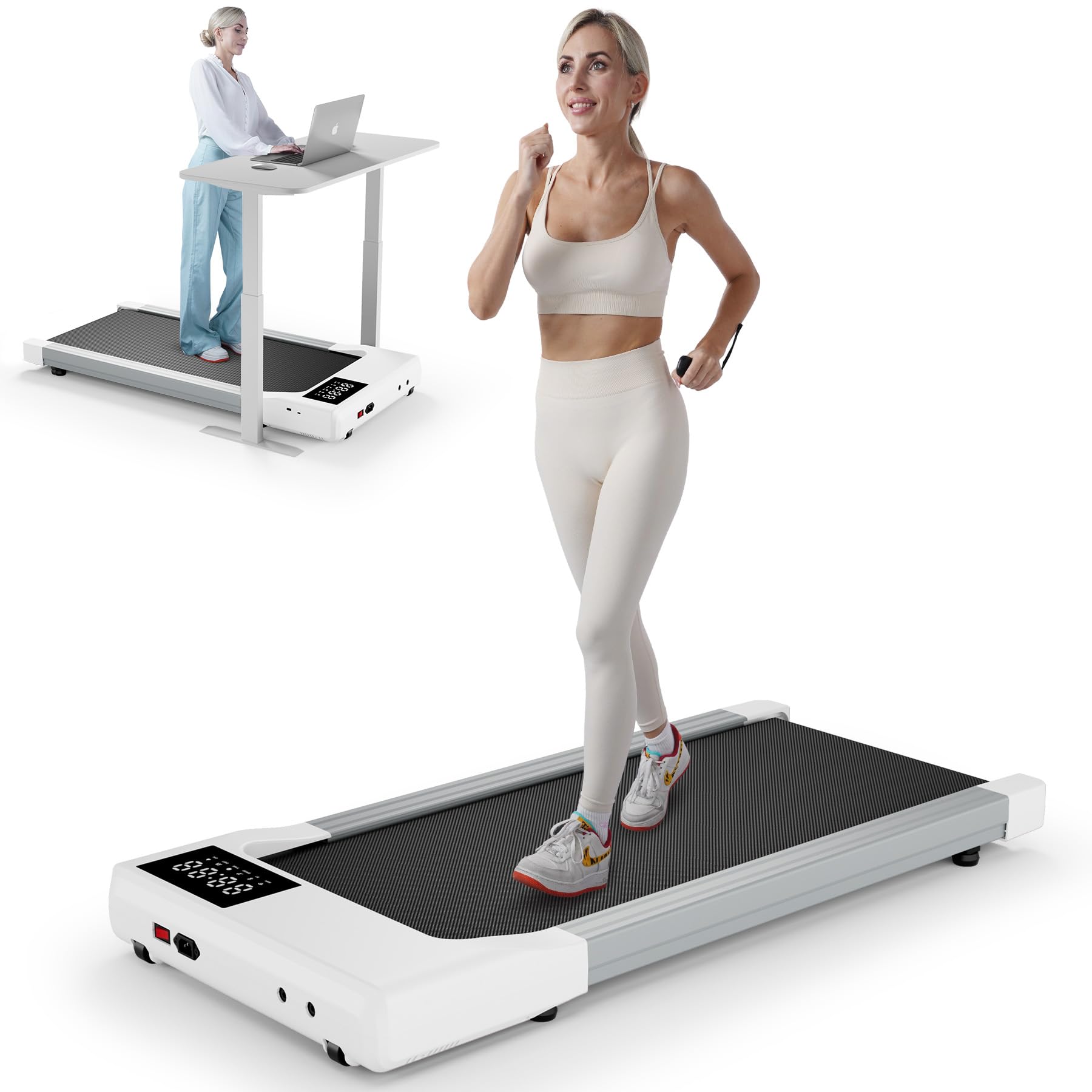 Walking Pad Treadmills For Home Office, Under Desk Walk Mat With App And Remote Control, 3 In 1 Portable Exercise Equipment, Com