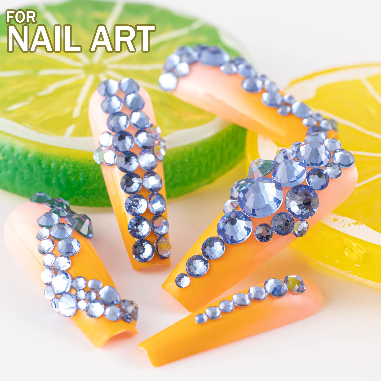 Two Packs Of Flatback Rhinestones 4520 Pcs Colorful Nail Art Rhinestones Flatback Crystal Colorfulsky Blue Rhinestone With Picke