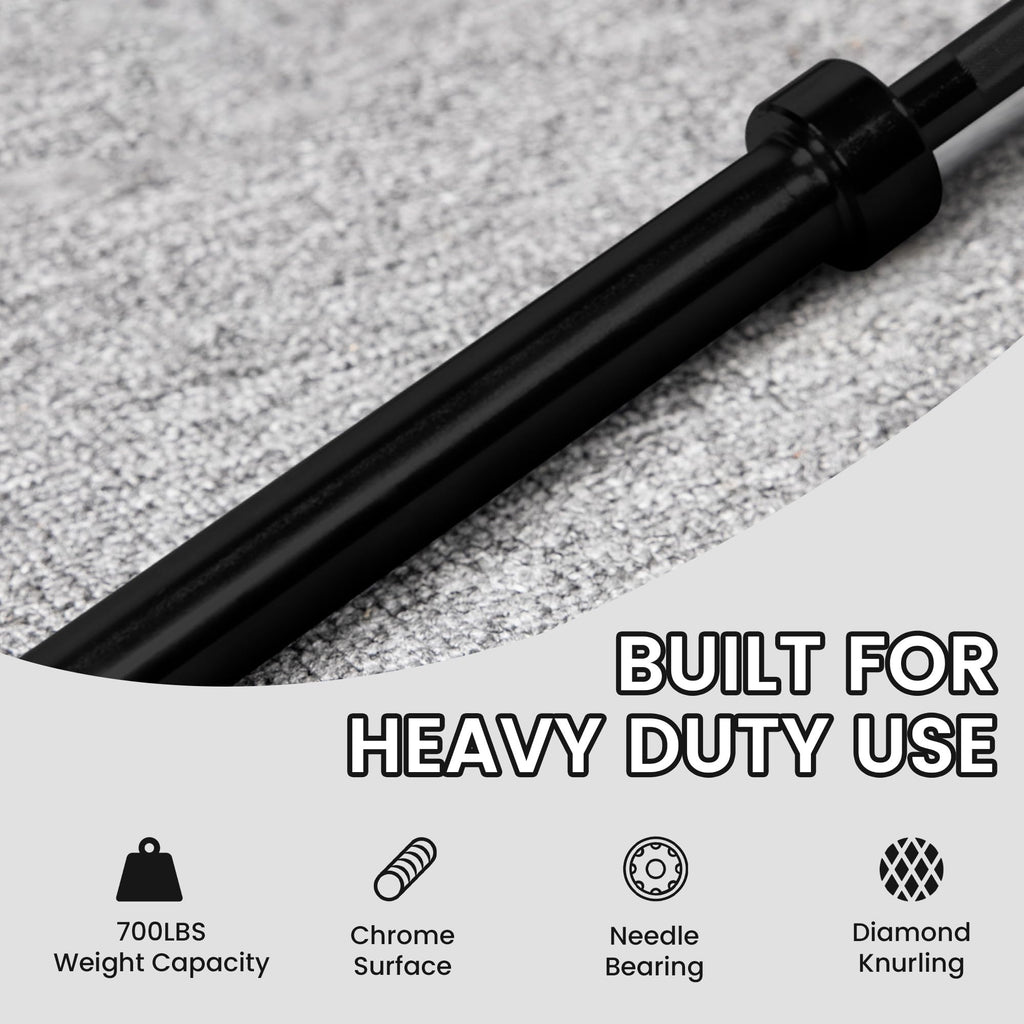 Fitvids Olympic Bar For Weightlifting And Power Lifting Barbell, 700-Pound Capacity, (6 Feet, Black