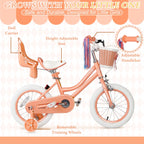Glaf Toddler Girls Bike For Kids Age 2-12 Years Old 12 14 16 20 Inch Girls Bike With Training Wheels And Doll Seat Kids Bicycle