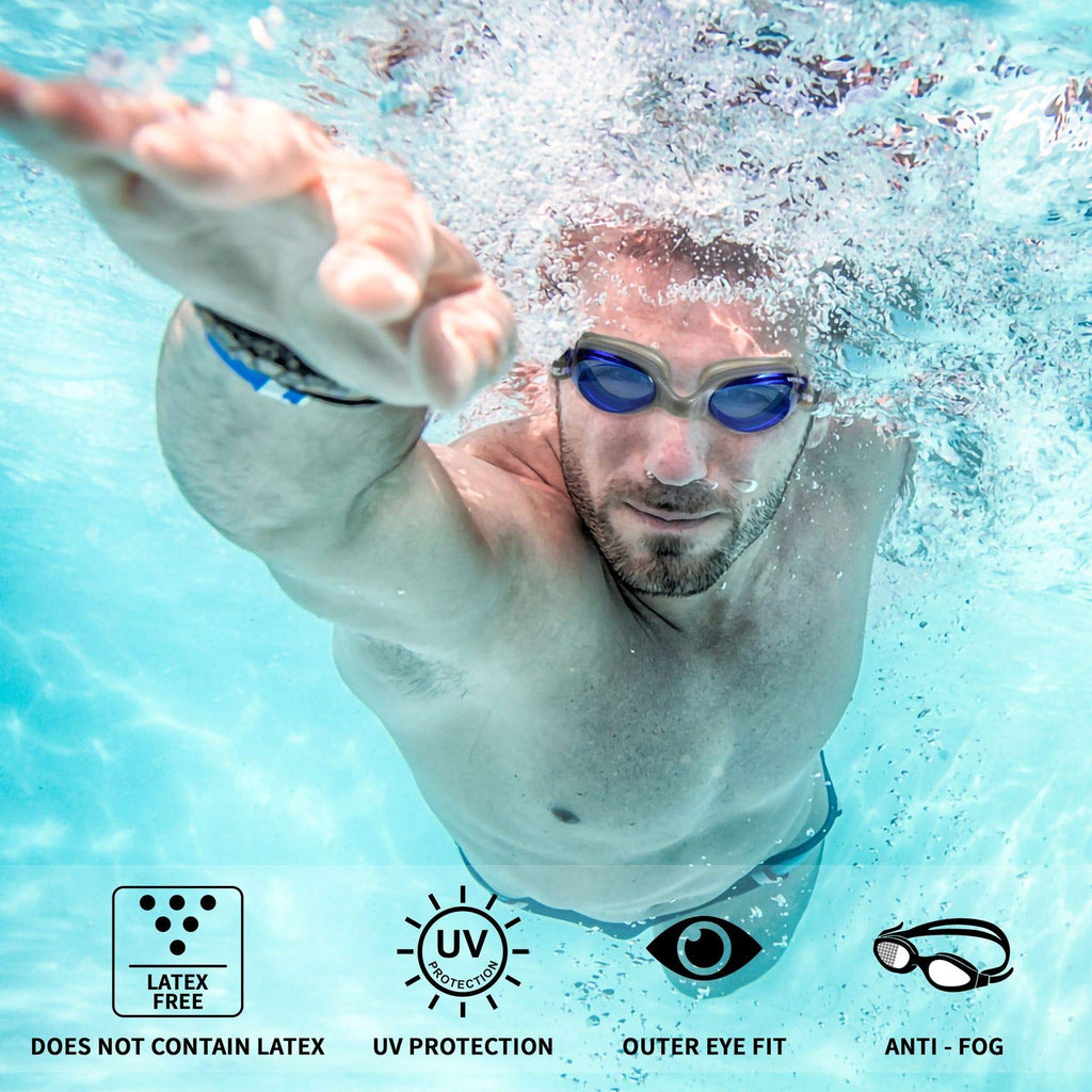 Water Gear Razor Anti-Fog Goggle (Blue W/Silver Frame)