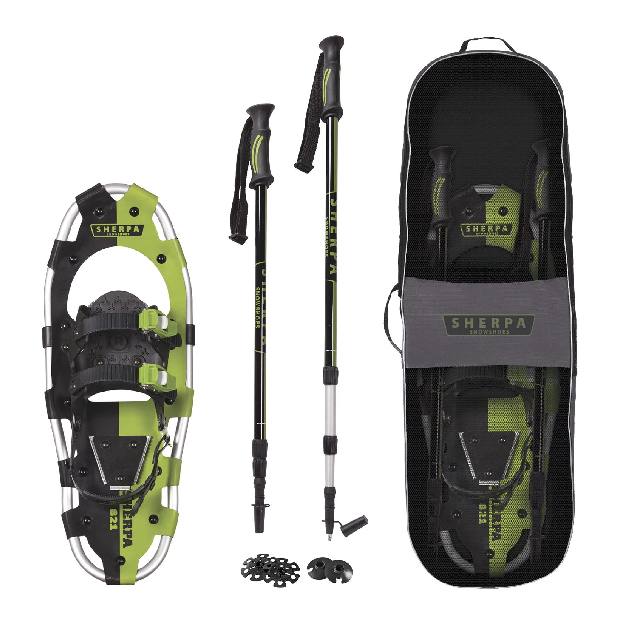 Yukon Charlie'S Sherpa Snowshoe Kit, 8-Inch X 21-Inch, Includes Snowshoes, Trekking Poles And Travel Bag