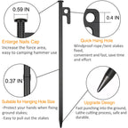 8 Pack Tent Stakes Heavy Duty 12 Inch Steel Tent Pegs For Camping Unbreakable And Inflexible