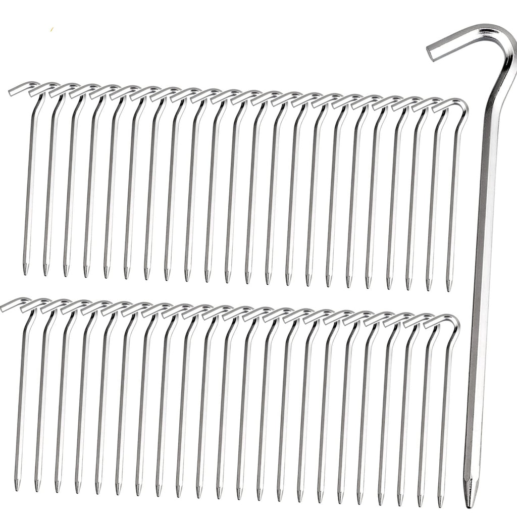 Tent Pegs - Aluminium Tent Stakes Pegs With Hook - 7 Hexagon Rod Stakes Nail Spike Garden Stakes Camping Pegs For Pitching Campi