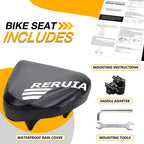 Reruia Large Bike Seat Comfortable And Wide Saddle Dual Shock Absorbing Exercise Bicycle Seat Leather Cover Waterproof Universal