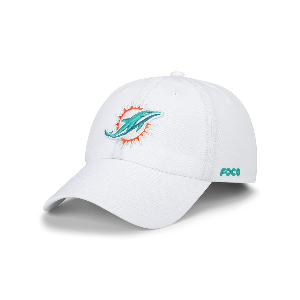 Foco Men'S Miami Dolphins-White Cap Nfl Logo Casual Hat, Team Color