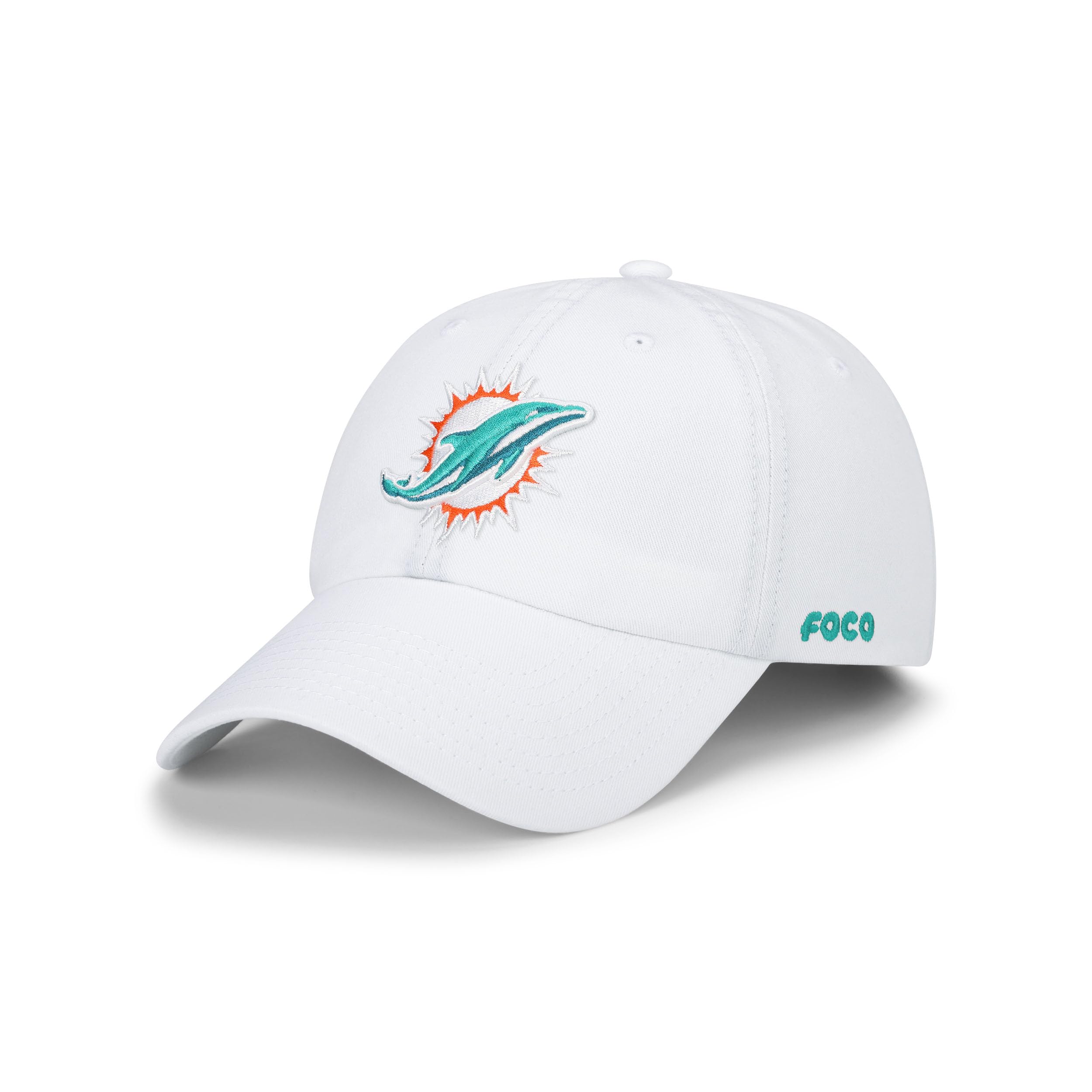 Foco Men'S Miami Dolphins-White Cap Nfl Logo Casual Hat, Team Color