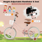BABY JOY Kids Bike, 18 Inch Boys Girls Bike for 4-8 Years Old w/Training Wheels, Adjustable Seat, Removable Basket, Handbrake an