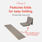 Primasole Folding Yoga Travel Pilates Mat Foldable Easy To Carry To Class Beach Park Travel Picnics 4Mm Thick Earth Brown Gray C