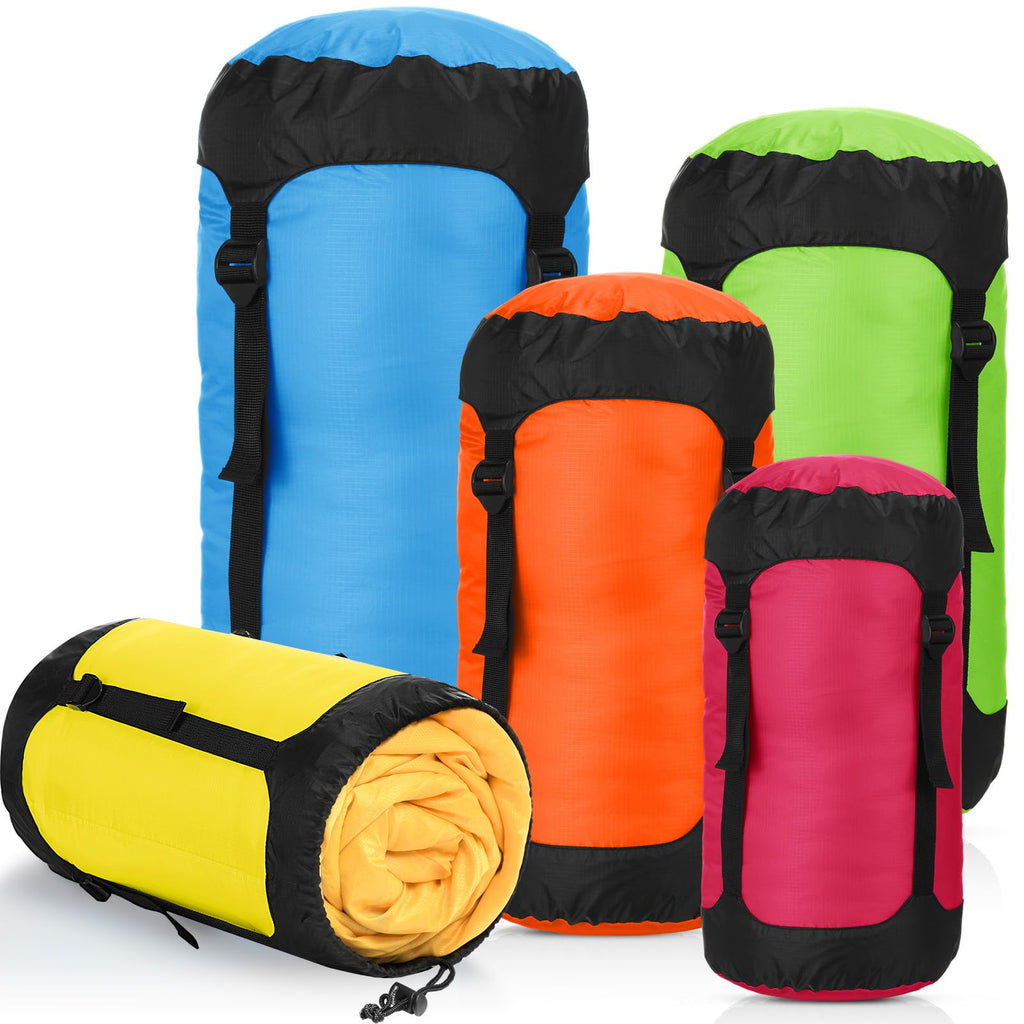 Glicraft 5 Pcs 5L/10L/15L/20L/35L Camping Sleeping Bag Compression Sacks For Backpacking Water Resistant Sleeping Bag Stuff Sack