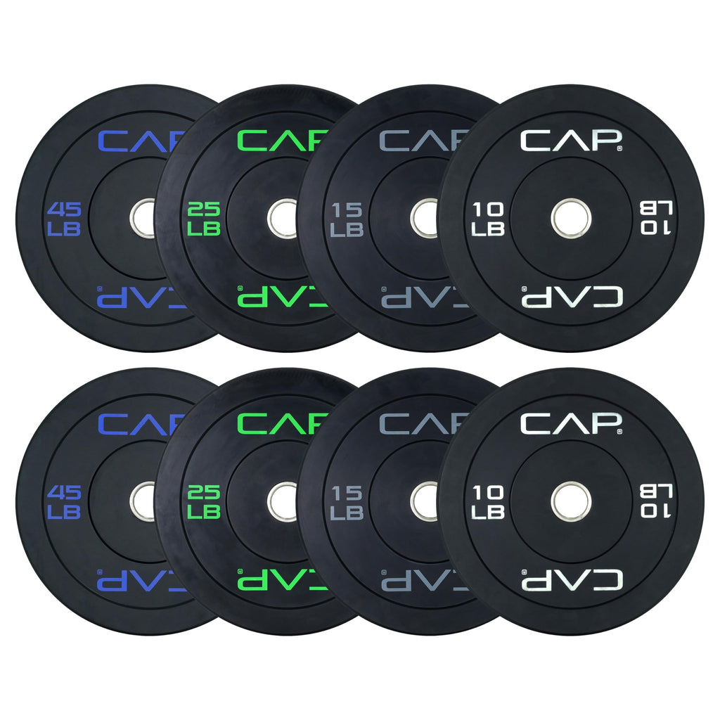 CAP Barbell 190 LB Economy Olympic Bumper Plate Set with Color Logo | Black