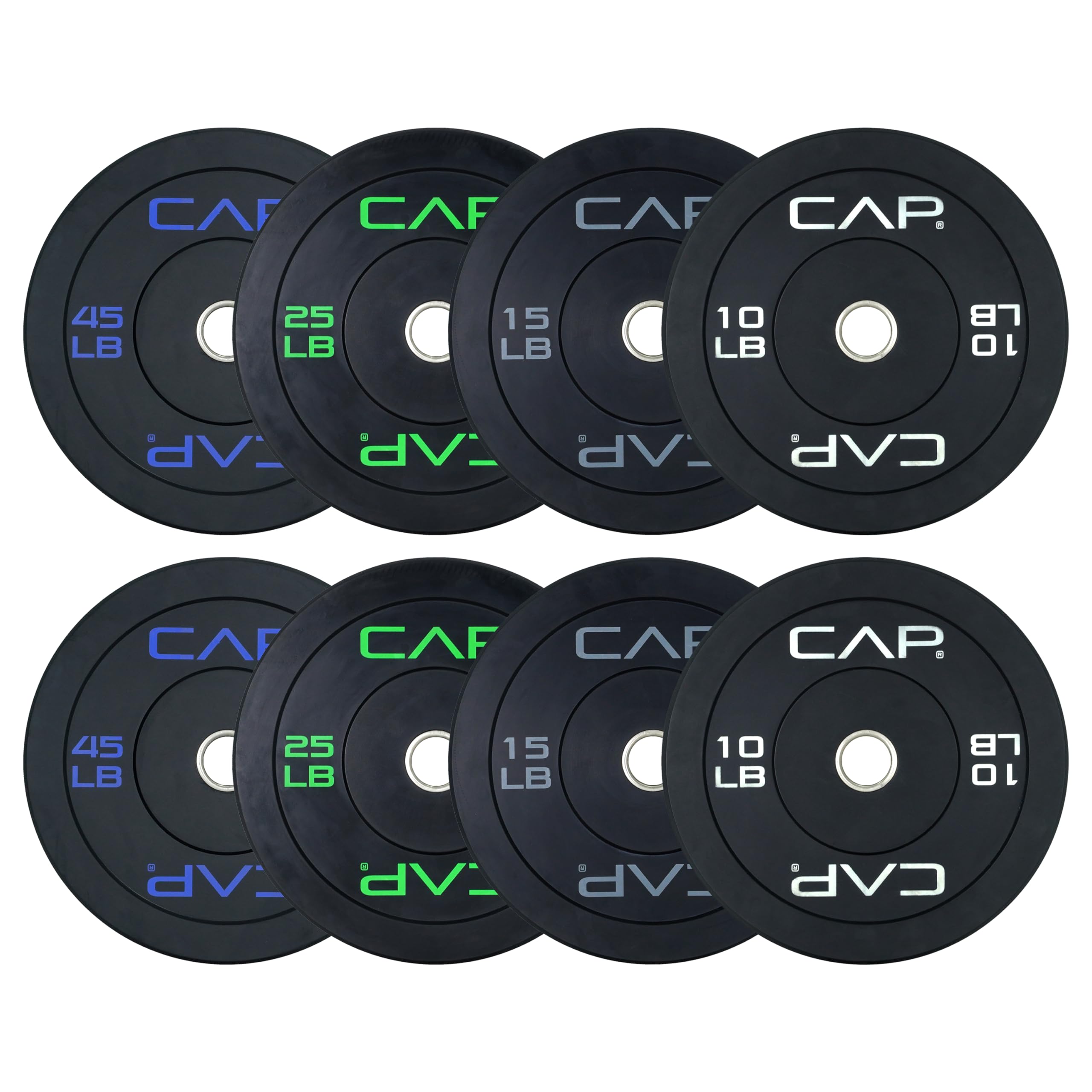 CAP Barbell 190 LB Economy Olympic Bumper Plate Set with Color Logo | Black