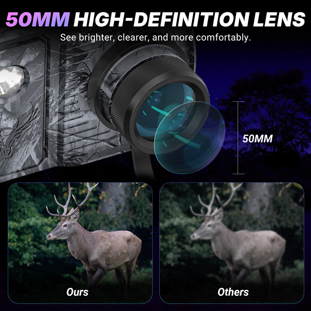 WOSPORTS 4K Night Vision Goggles with 48MP Photo, 3280ft Full Color Vision, 1300ft IR Distance, 3 HD Screen, 10X Optical Zoom, 5