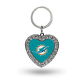 Rico Industries Nfl Miami Dolphins Metal Rhinestone Heart Keychain 1.38 X 3-'', Main