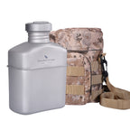 Boundless Voyage Titanium Military Canteen With Carry Bag Outdoor Camping Big Capacity Water Bottle Cup Pot Mess Kits 1100Ml Ti1