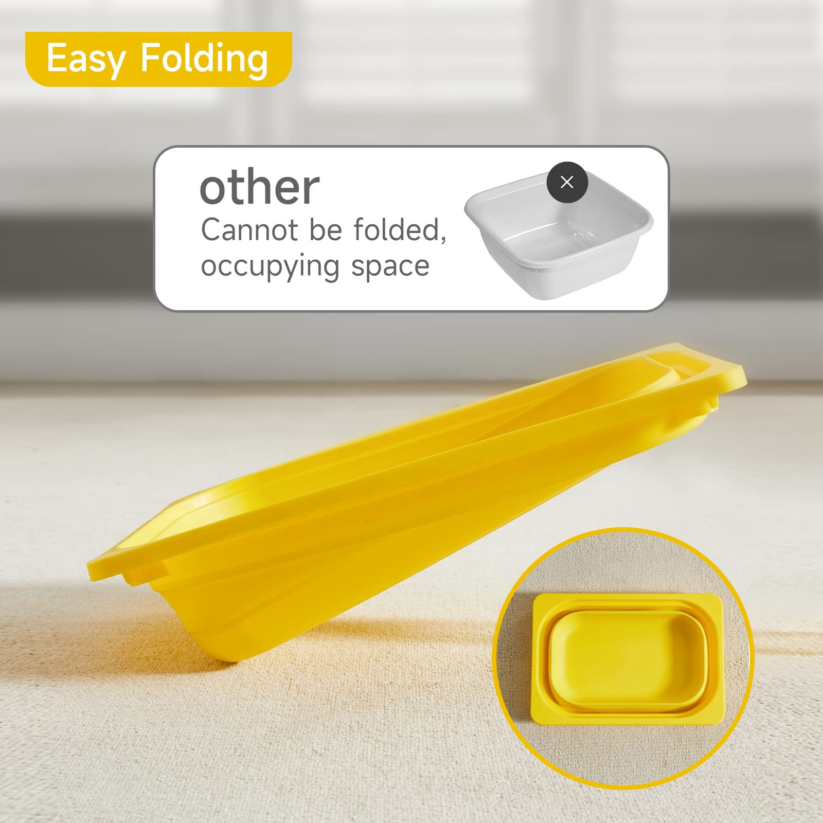 Beright Collapsible Storage Bin, Wash Basin Folding Dish Tub Sink, Space Saving For Dishing, Fruit And Camping, Hiking And Home,