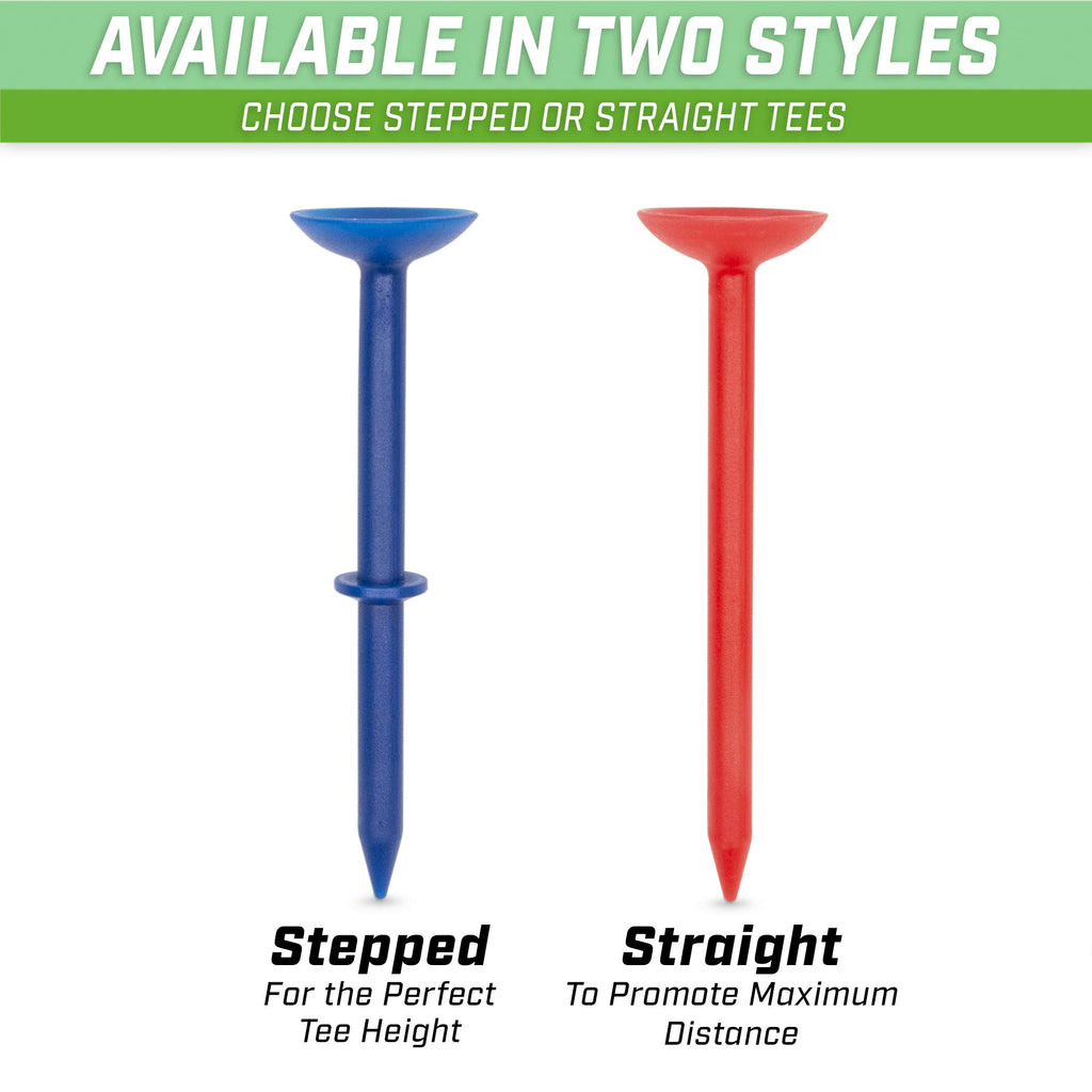 Gosports 3.25 Widemouth Tees Plastic Golf Tees, 60 Tee Players Pack - Max Distance And Easier Teeing