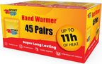 Odorless Hot Hand Warmer (45 Pairs) - Up To 11 Hours Of Heat, Super Long Lasting - Easy, All Natural - Air Activated, For Body&