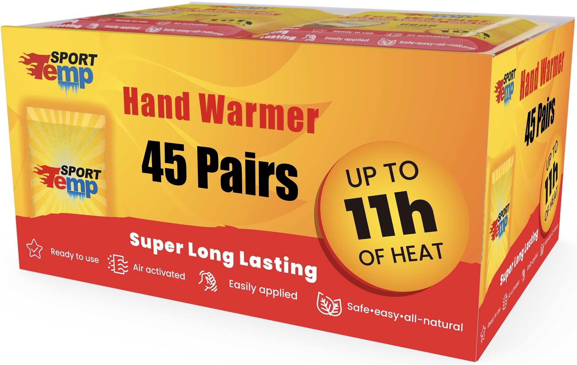 Odorless Hot Hand Warmer (45 Pairs) - Up To 11 Hours Of Heat, Super Long Lasting - Easy, All Natural - Air Activated, For Body&