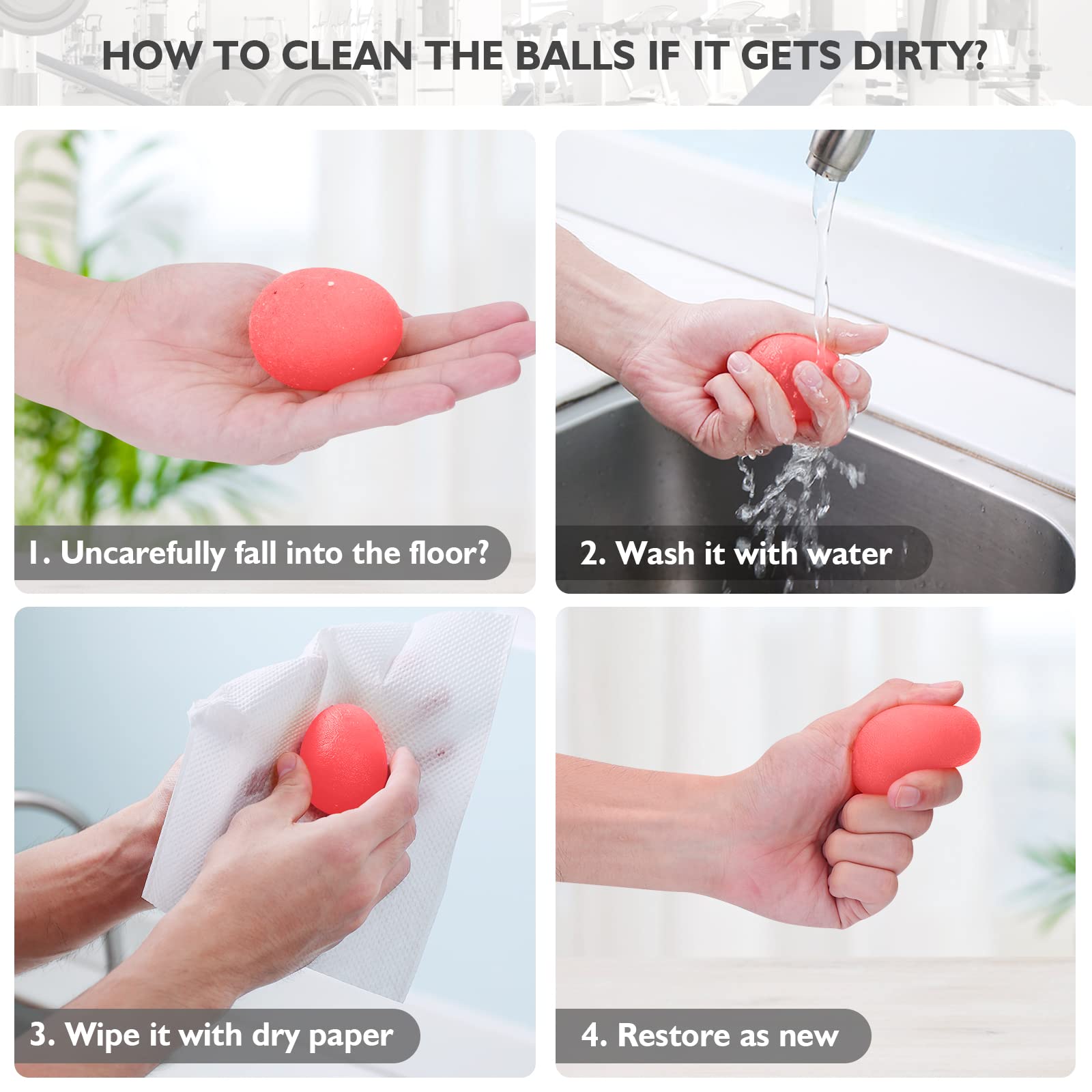 Peradix Hand Grip Strength Trainer, Stress Relief Ball For Adults And Kids, Wrist Rehab Therapy Hand Grip Equipment Ball Squishy