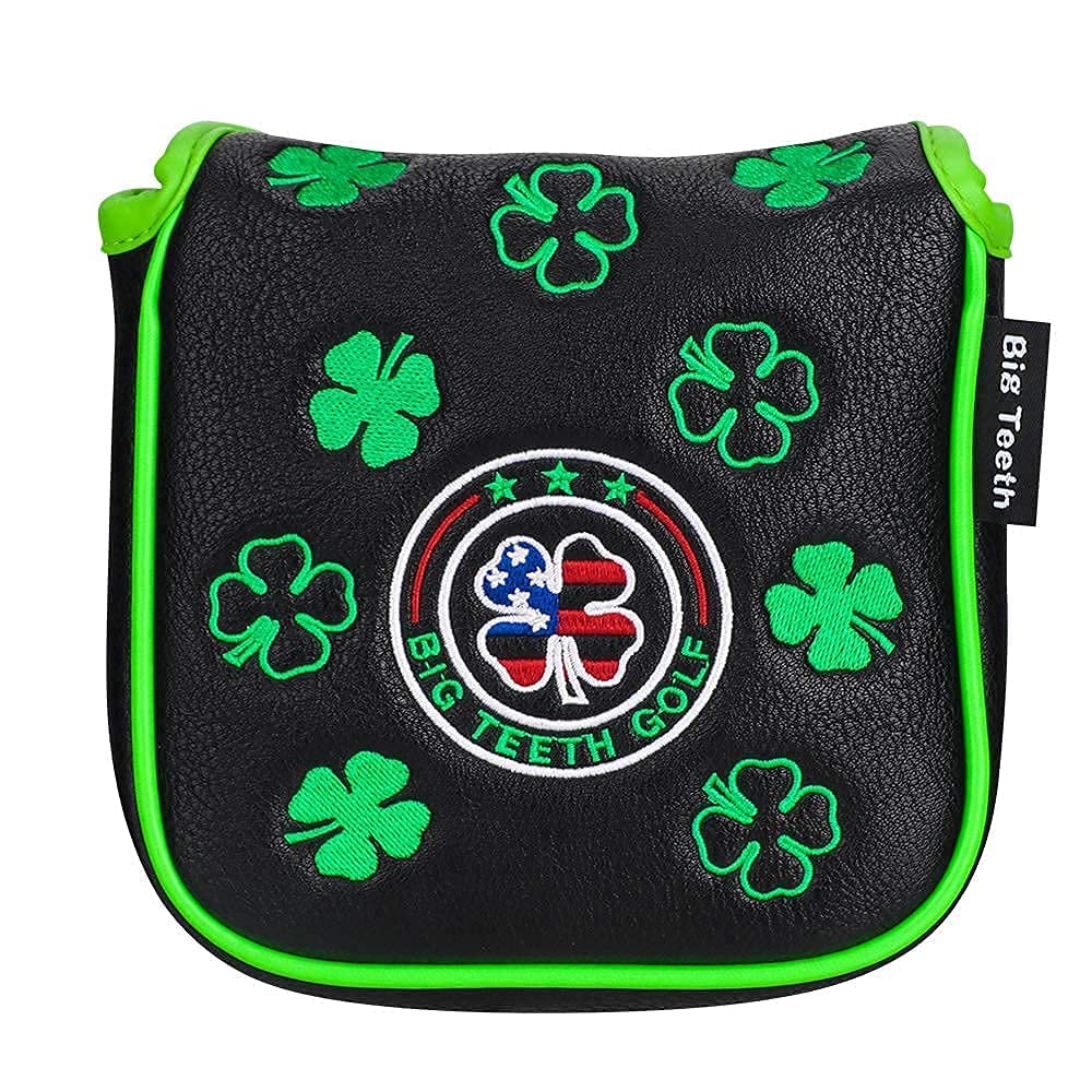 Big Teeth Lucky Clover Mallet Putter Cover Magnetic, Putter Covers For Golf Clubs Mallet, Putter Headcover Mallet Funny Fit Tayl