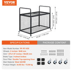 Vevor Rolling Sports Ball Storage Cart, Lockable Basketball Cage With Double Lids, Sport Equipment Holder Organizer For Indoor O