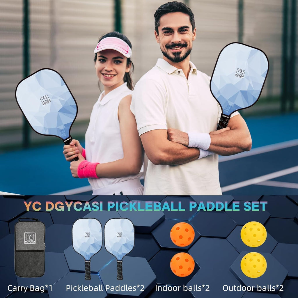 Pickleball Paddles Set Of 2, 2023 Usapa Approved, Carbon Fiber Surface (Chs), Polypropylene Honeycomb Core, Anti-Slip Sweat-Abso