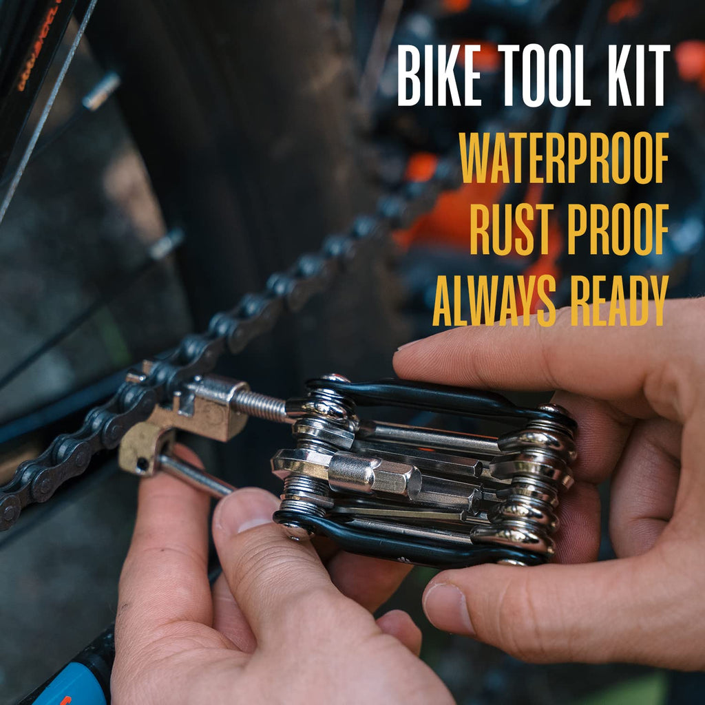 Bike Multitool - Bike Tool Kit -12 In 1 Lightweight Stainless Steel Bicycle Multi Tool - Safety Locking, Survival Gear With Hex
