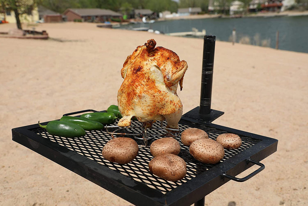 Gamemaker Open Fire Cooking Grill - Portable Campfire Grill For Open Flame Cooking, Firepits, Outdoor Fire Rings & Camping - Hea