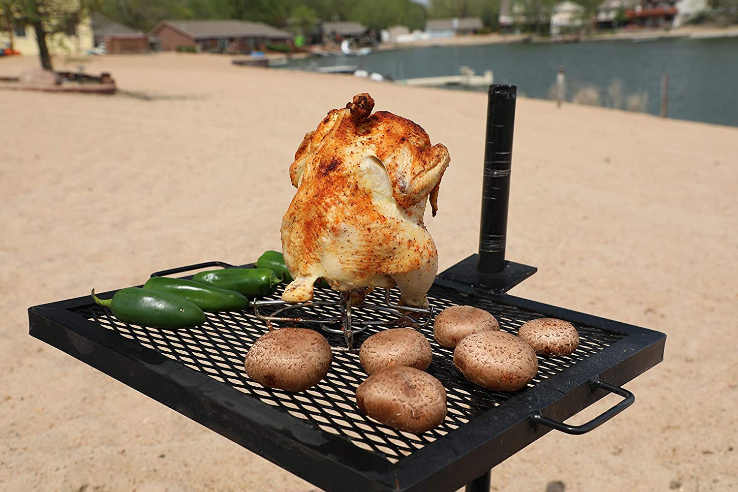 Gamemaker Open Fire Cooking Grill - Portable Campfire Grill For Open Flame Cooking, Firepits, Outdoor Fire Rings & Camping - Hea