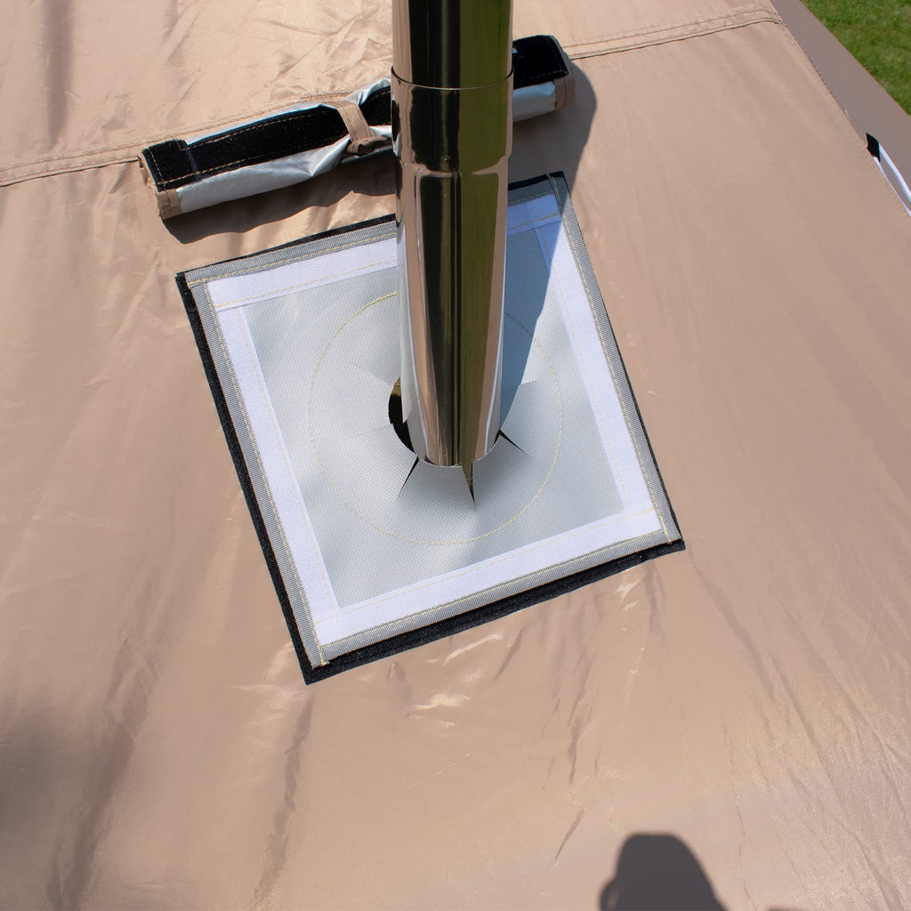 Flasld Tent Stove Jack 12   12 With 4-6Inch Expandable Hole, Grey Fireproof Hole Protector For Camping Tent Stove