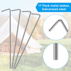 18 Pack Tent Stakes, Stakes For Outdoor Decorations, Tent Stakes Heavy Duty, Metal Stakes, Tent Garden Stakes For Gardening & Ca