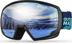 OutdoorMaster Kids Ski Goggles, Snowboard Goggles - Youth Snow Goggles - VLT28% White Frame Light Rose Red Lens