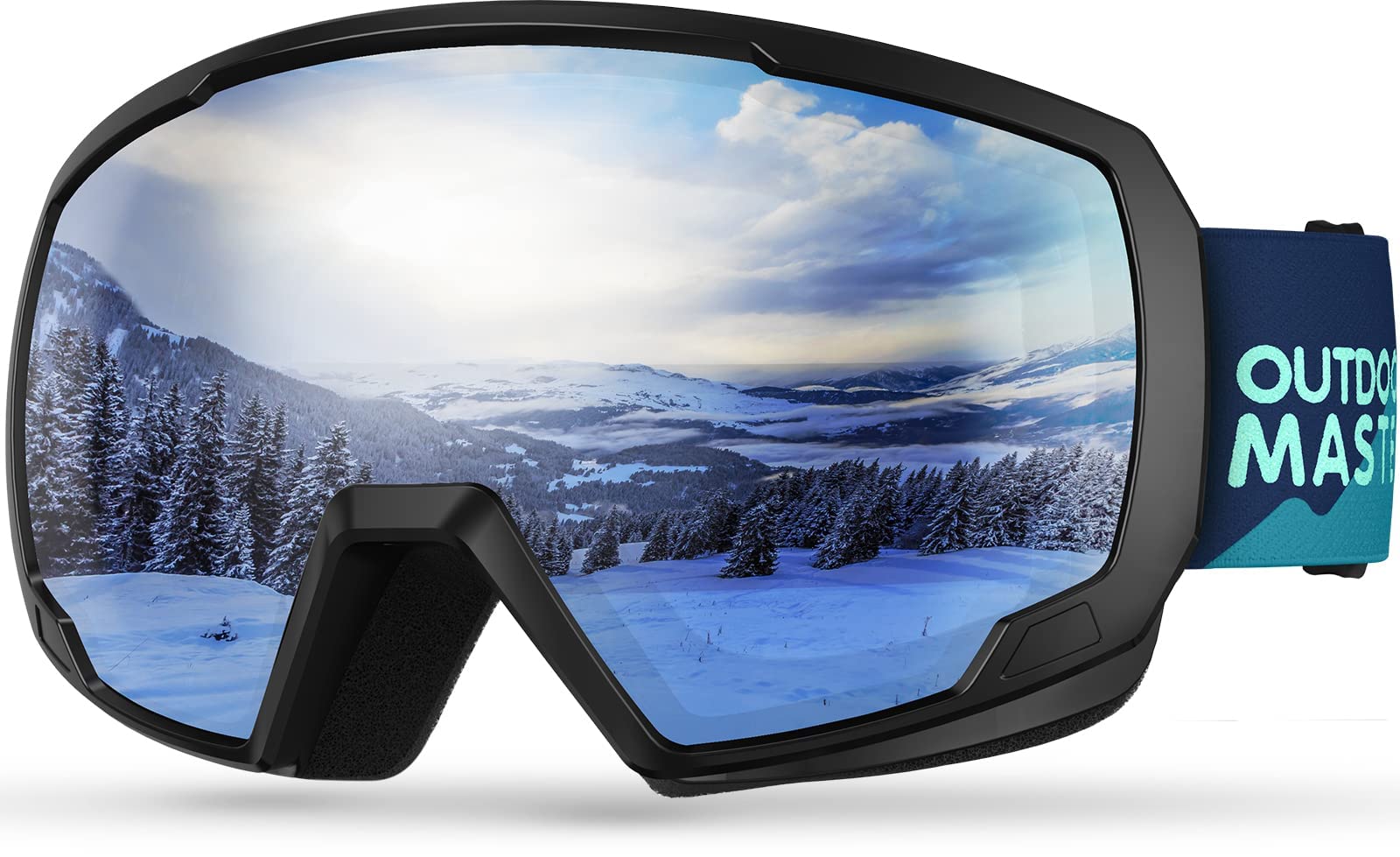 OutdoorMaster Kids Ski Goggles, Snowboard Goggles - Youth Snow Goggles - VLT28% White Frame Light Rose Red Lens
