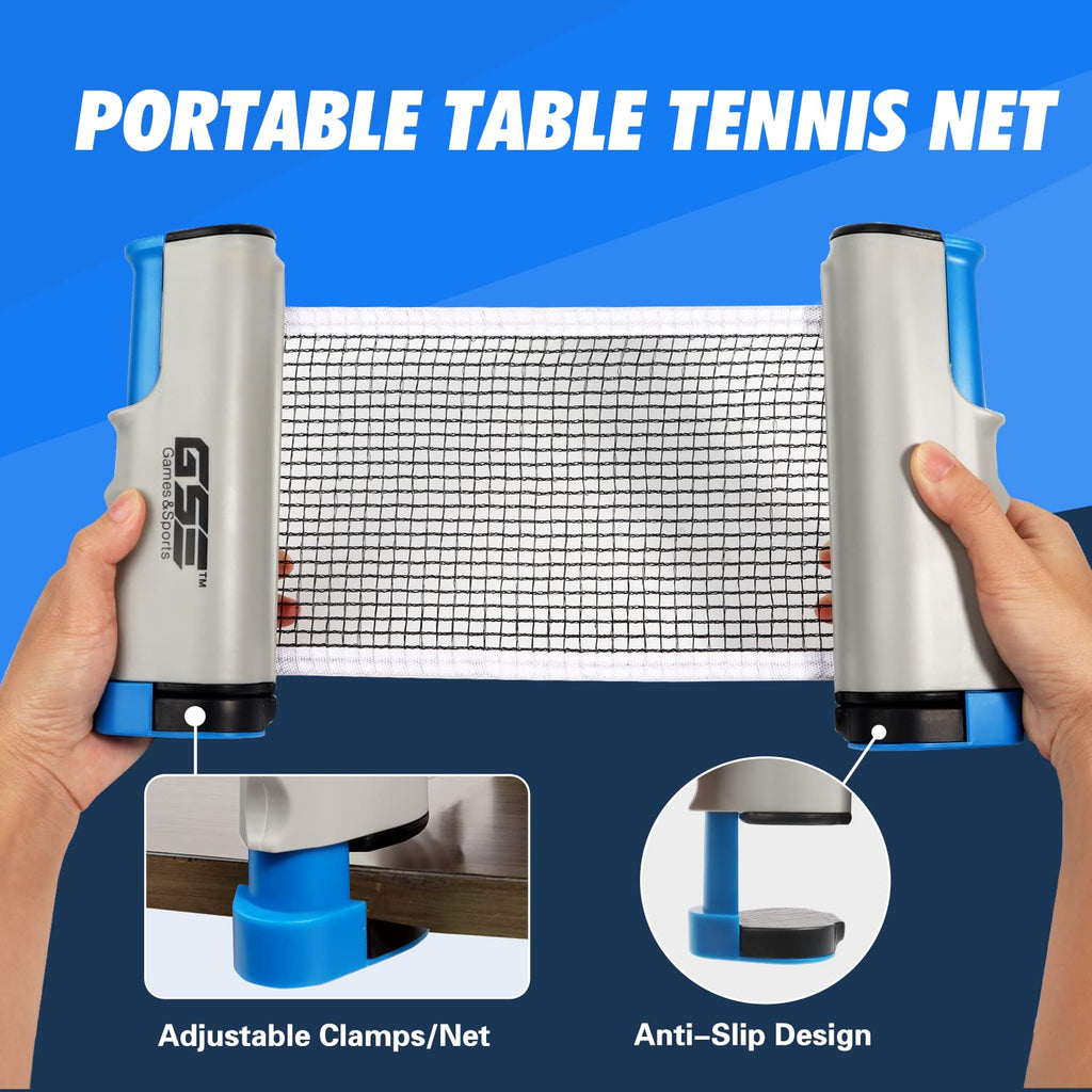 Gse Games & Sports Expert Adjustable Retractable Ping Pong Net & Post. Portable Table Tennis Net & Clamps. Replacement Ping Pong