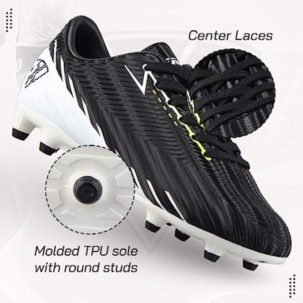Tesoro Junior Firm Ground Soccer Cleats - Black/White - Vizari Sports