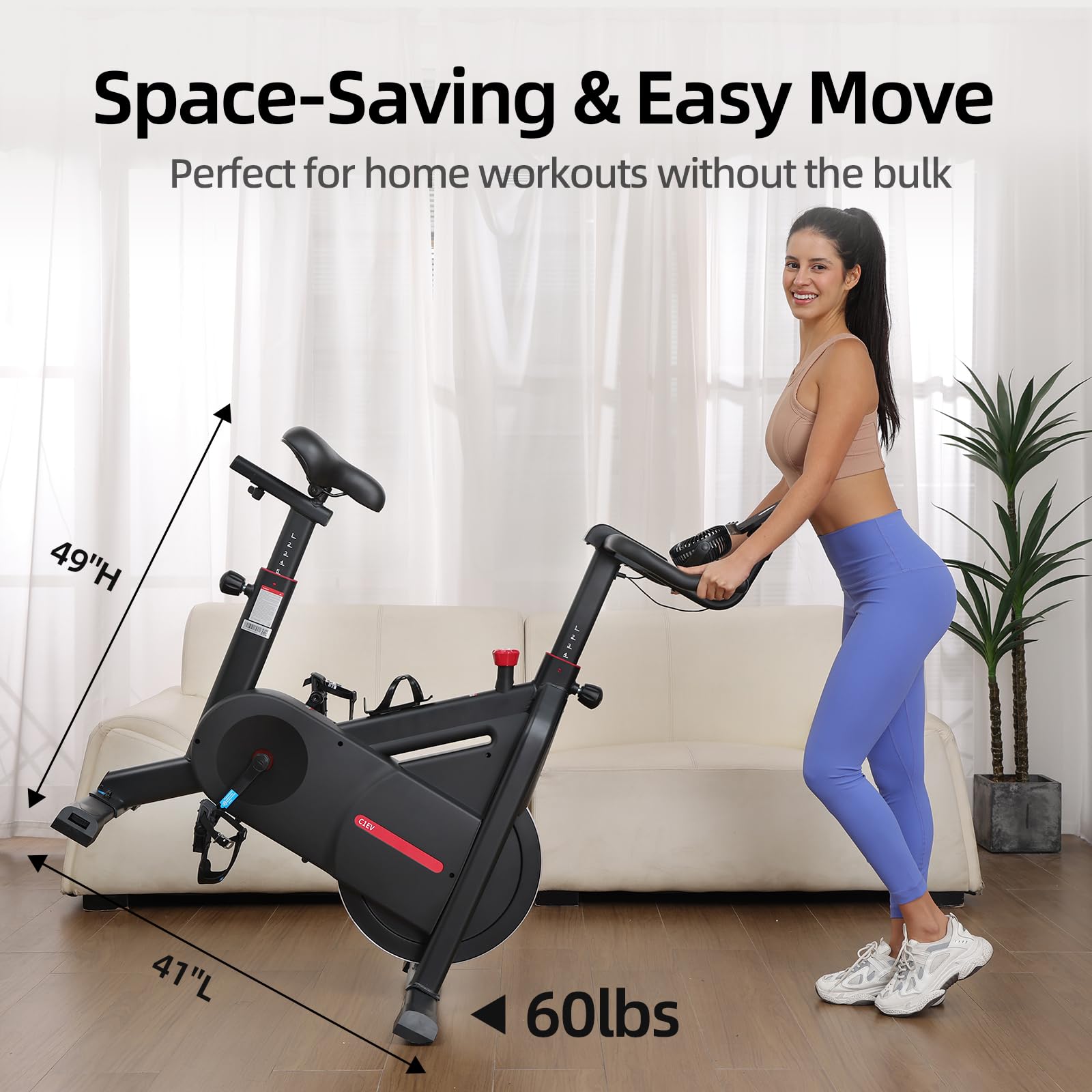YESOUL Self-Powered Exercise Bike for Home Gym, Magnetic Resistance Indoor Cycling Bike with Cooling Fan, LED Light Feedback, Ap