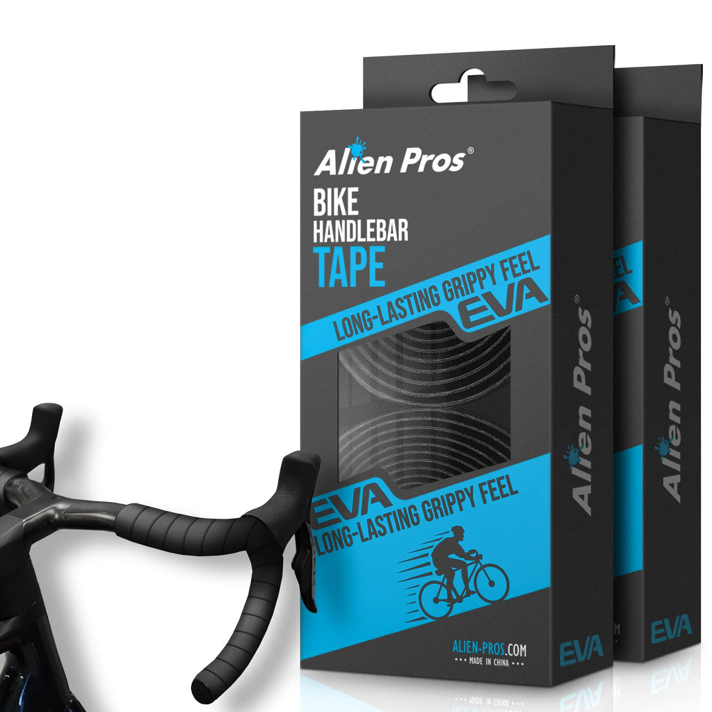 Alien Pros Bike Handlebar Tape Eva (Set Of 4) Black - Enhance Your Bike Grip With These Bicycle Handle Bar Tape - Wrap Your Bike