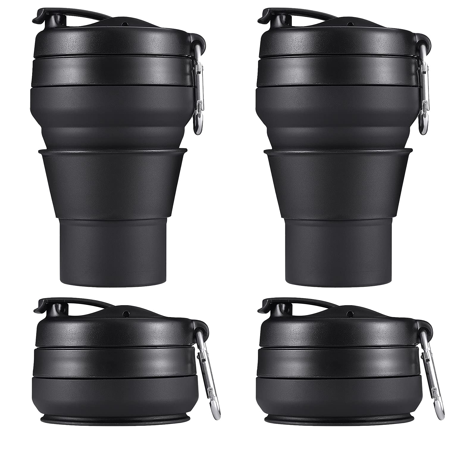 Easyxq 2Pack Collapsible Coffee Cup, 20 Oz 600Ml Silicone Folding Camping Mug, Leak Proof Bpa Free Portable Sport Bottle With Li