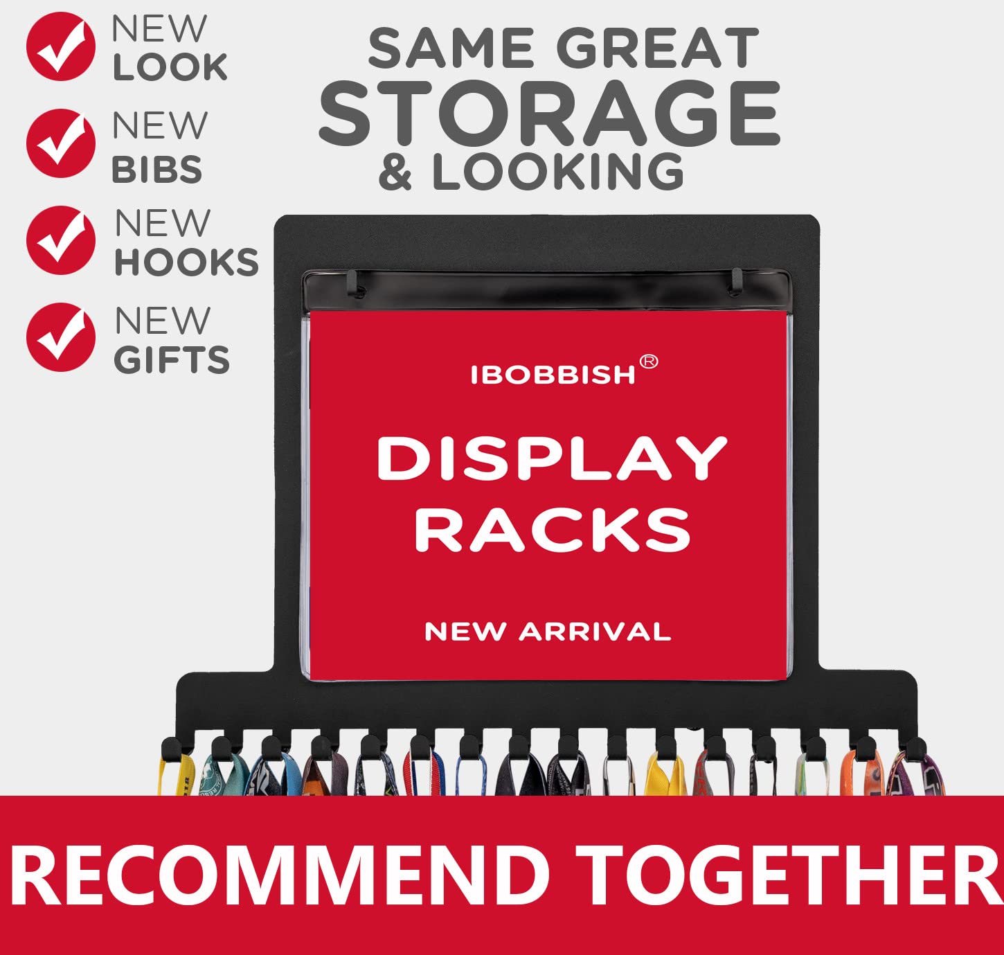 Ibobbish Sports Marathon Medal Display Hanger Holder Racks Frame In Matt Black Surface Wall Mount Over 40 Medals Upgraded 3 Line