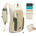 G4Free 20L Hiking Backpack Lightweight Daypack with Phone Pocket Small Packable Foldable Hiking Bag for Women Men, Green+Beige