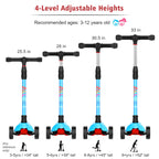 Allek Kick Scooter B02, Lean N Glide Scooter with Extra Wide PU Light-Up Wheels and 4 Adjustable Heights for Children from 3-12