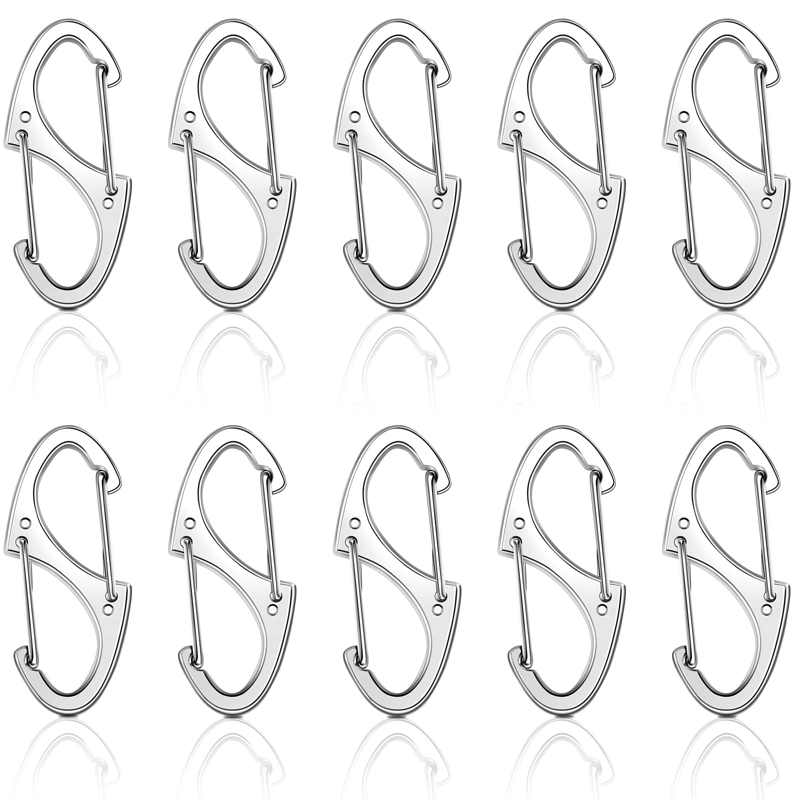 Moxweyeni 20 Pcs Zipper Clip S Carabiner Clips Small Alloy Snap Hook Anti Theft 1. 6 Inch Mini Dual Wire Gate Interlocking Keych