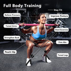 Bbtops Pilates Bar Kit With Resistance Bands(4 X Bands),3-Section Pilates Bar With Stackable Bands Workout Equipment For Legs,Hi