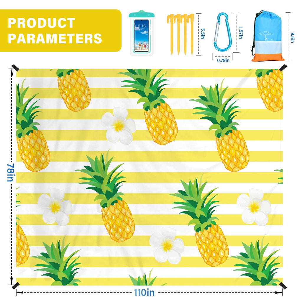 Famstar Beach Blanket Oversized Extra Large78 X 110,Waterproof Sandproof Beach Blanket 2-8 Adults Lightweight Durable For Travel