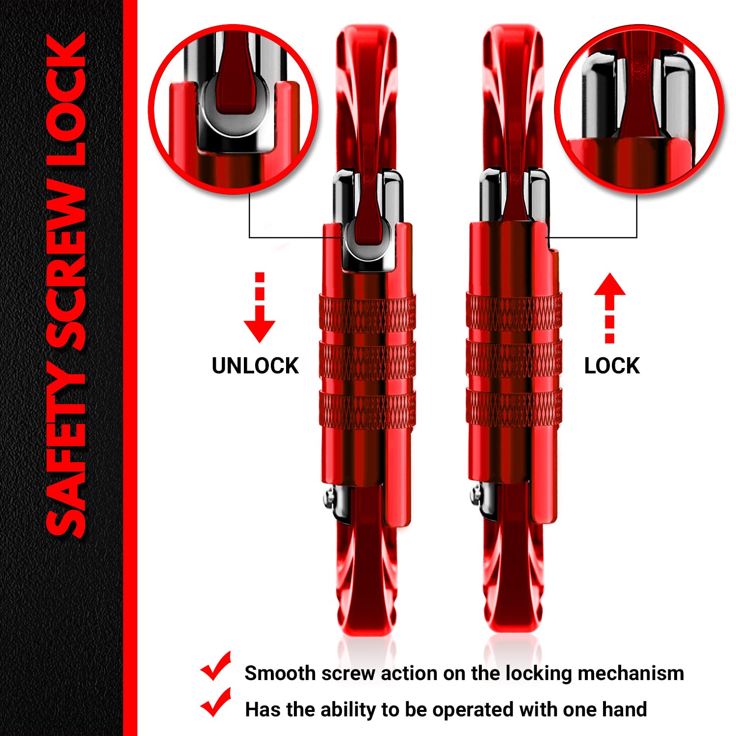 Rhino Produxs 2Pcs Of 12Kn (2697 Lbs) Heavy Duty Lightweight Locking Carabiner Or Auto Locking Carabiner Clips, For Securing Pet