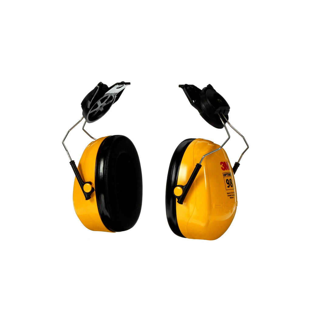 3M Peltor Hearing Protection Optime 98 Earmuffs, Cap Mount, H9P3E, 23 Db Nrr, Universal Mounting Attachment, Adjustable Tilt Ear
