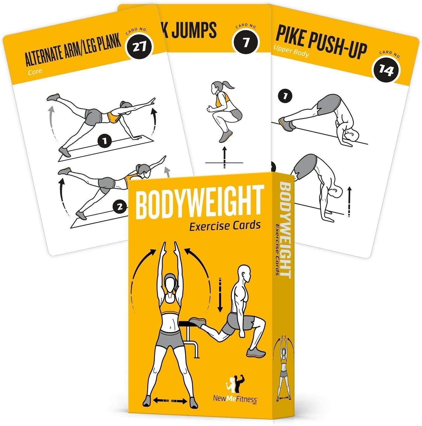 NewMe Fitness Bodyweight Workout Cards, Instructional Fitness Deck for Women & Men, Beginner Fitness Guide to Training Exercises