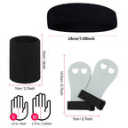 Gymnastics Hand Grips Wristbands Sets: 5Pcs Bar Grips Palm Protectors And Headband For Girls Kids Youth Support Sports Accessori
