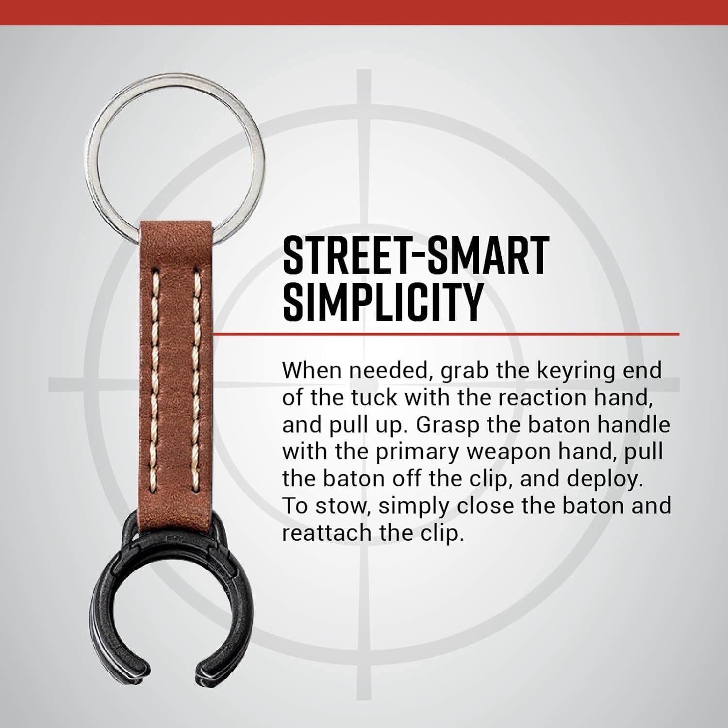 Asp Tuck Concealable Baton-Holder With Key Ring, Tactical Baton Clip, Leather Duty-Belt Accessory